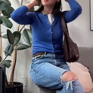 Galeries Lafayette Blue Knit Cardigan